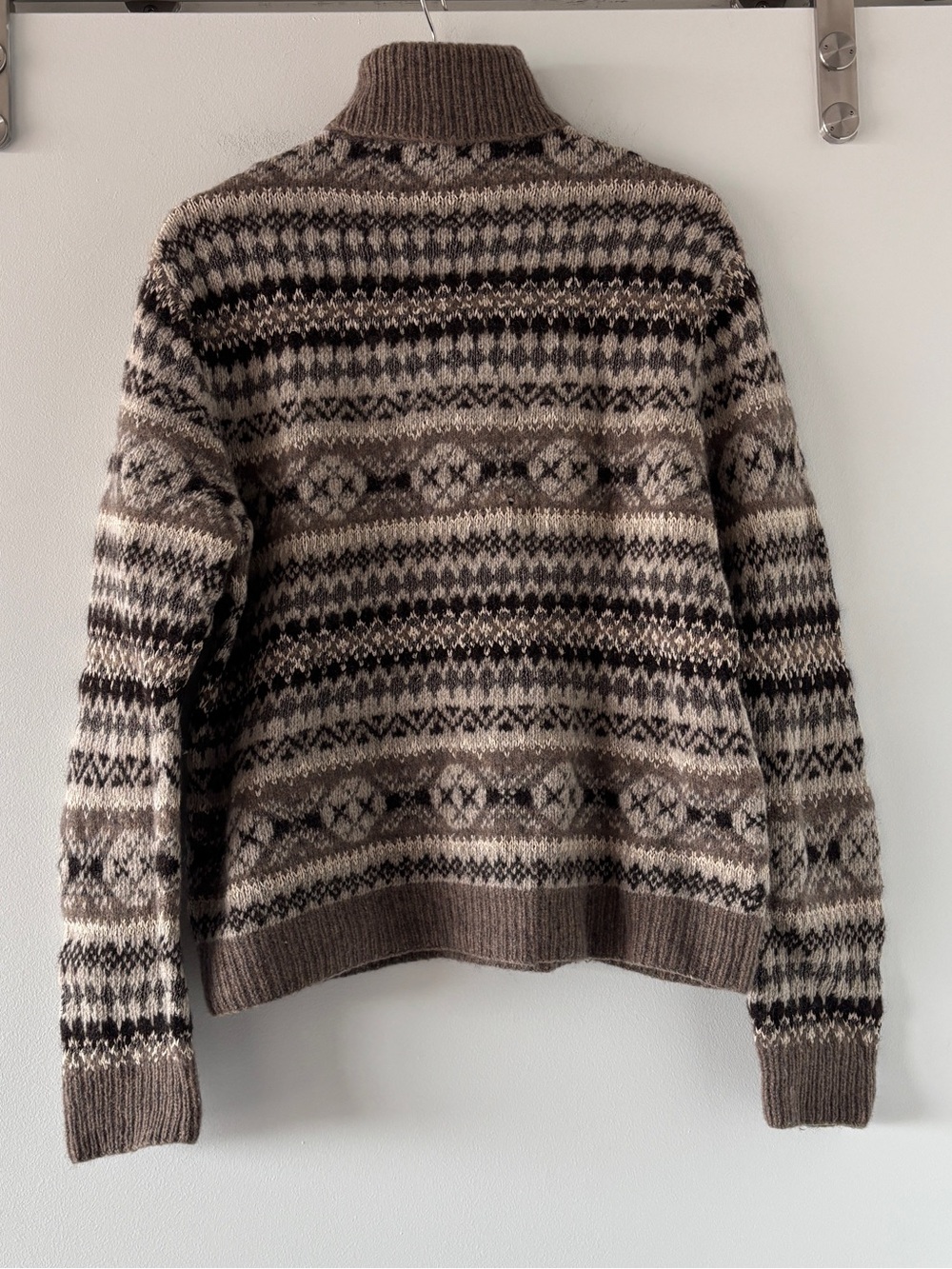 Vintage Polo Ralph Lauren Hand Knit Fair Isle Wool Silk Turtleneck Sweater - Picture 5 of 6